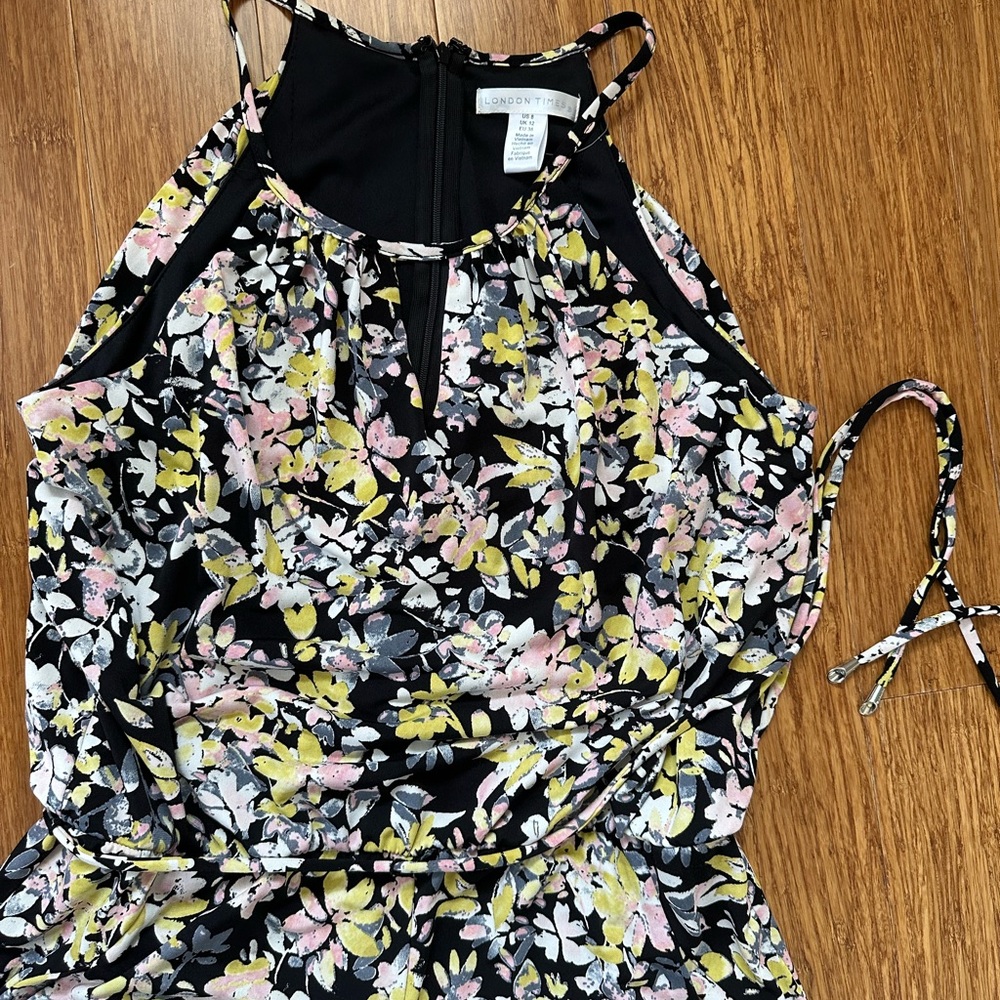 London Times Black Floral Dress
